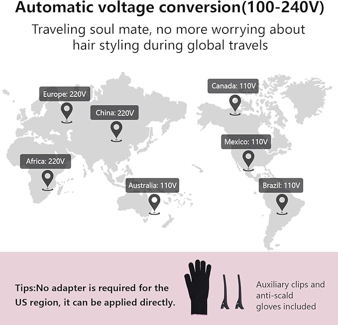 1 Inch Travel Curling Iron & Straightener: Dual Voltage Curling Iron, 2 in 1 for European Travel with 3 Temp Adjustments| Auto Shut-Off| Ceramic Coating