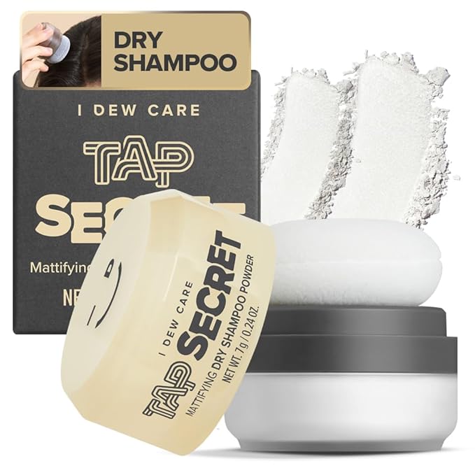 I DEW CARE Biotin Dry Shampoo - Tap Secret Original, 0.24 Oz + Tap Secret Detangling Brush with Mirror Bundle