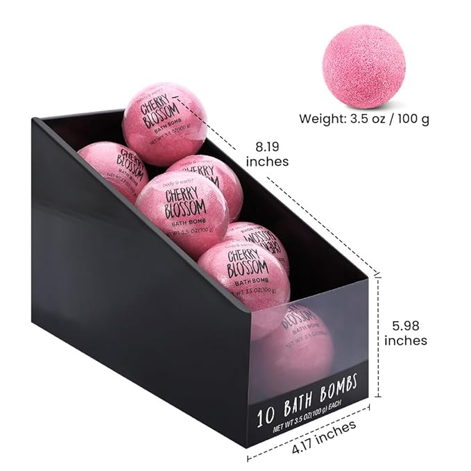 Body & Earth Bath Bombs Gift Set for Women, 10 X 3.5 oz Essential Oils Cherry Blossom Handmade Birthday Gift Idea for Family, Women, Mother's Day Gifts
