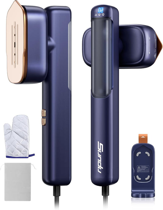 2-in-1 Steamer & Iron for Clothes,15s Fast Heat-up 1200W Portable Mini Clothes irons Handheld Garment Steamer, Travel Size with Large Ceramic Heat Panel, Quick Wrinkle Removal, 110V-240V