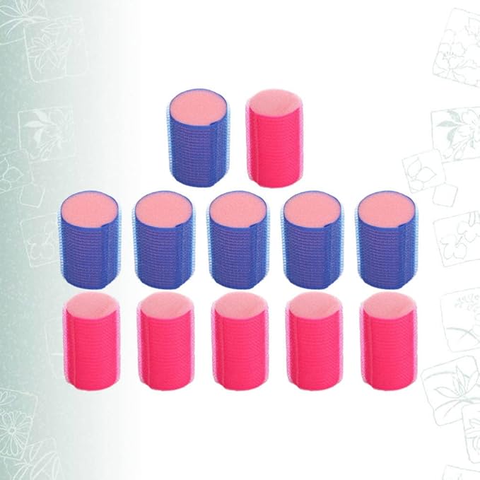 12pcs Self-adhesive Hair Curlers Soft Sponge Hair Rollers for Women Rosy and Blue Easy to Use Lightweight and Portable