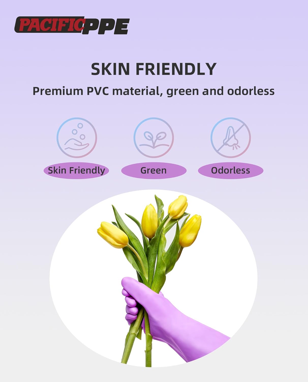 PACIFIC PPE 4 Pairs Reusable Dishwashing Cleaning Gloves with Latex Free, Cotton Lining, Kitchen Gloves, Purple, Medium