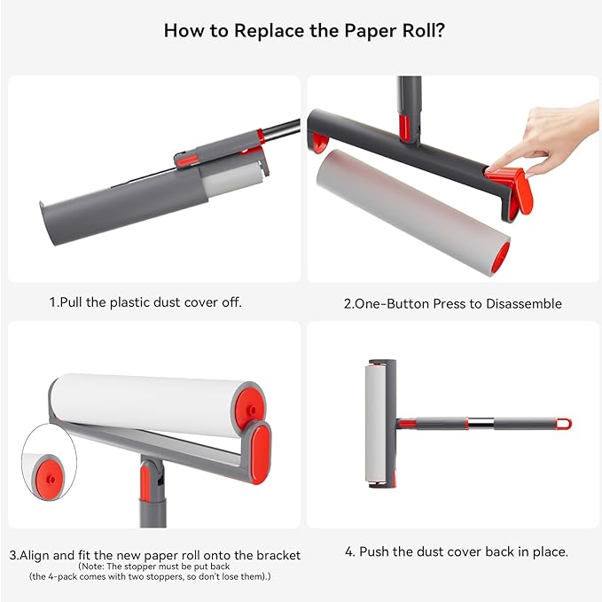 Large Lint Roller Refill 640 Sheets(8 Pack) Value Set, Extra Sticky, Easy Tear for Lint Remover, 9.45 in Pet Mega Extreme Stick Refill for Floor Roller Cleaning for Pet Hair