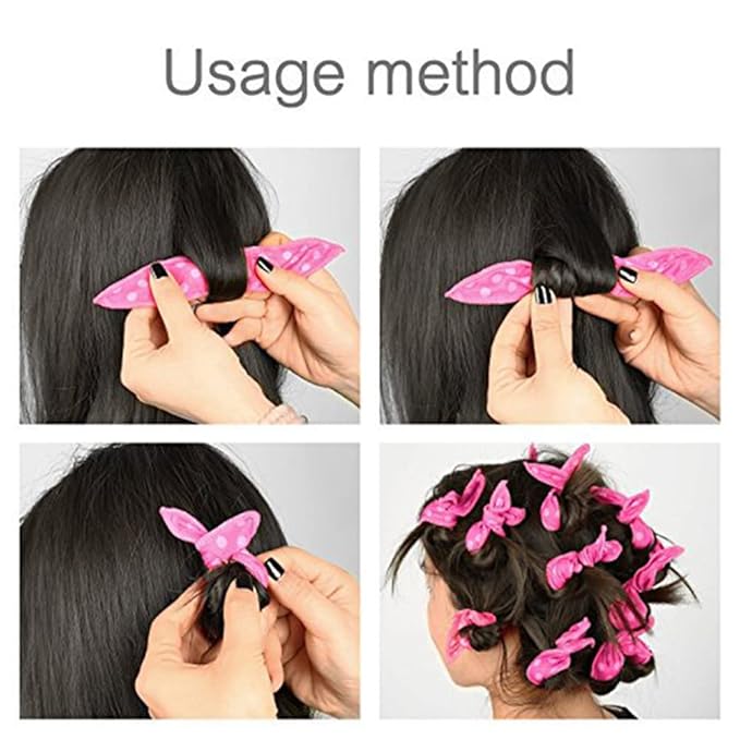 Foam Hair Curlers, Pillow Cloth Hair Rollers,No Heat Sleeping Soft Sponge Rollers for Long, Short, Thick & Thin Hair Spiral Curls Hair Styling Rollers (Pink)