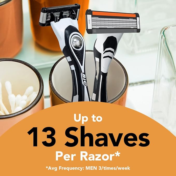 BIC Flex 5 Refillable Men's 5 Blade Razors, Long-Lasting and Comfortable Shave, 1 Handle and 7 Cartridges-Pack