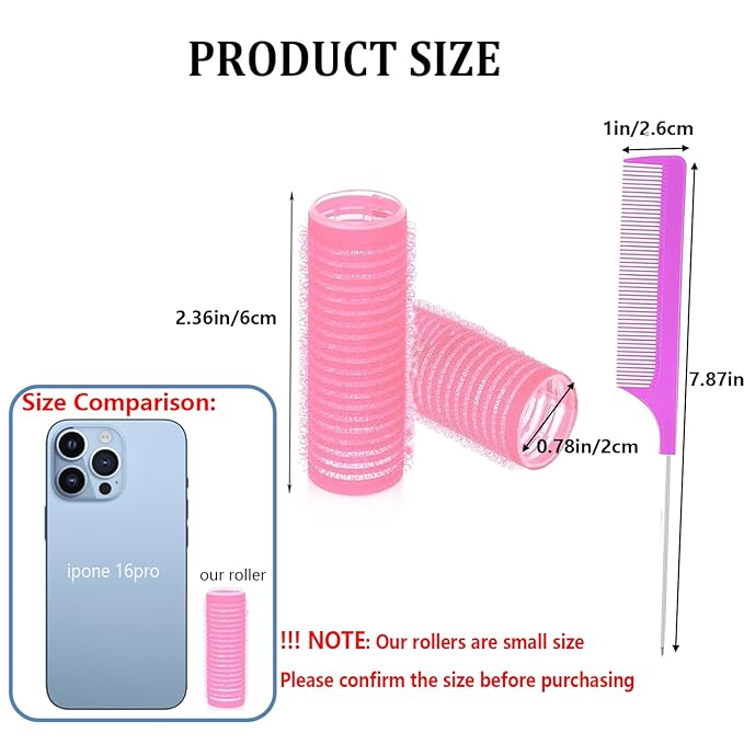 ZMD 18Pcs Self Grip Small Hair Rollers Curlers, Plastic Rollers Heatless Curlers Salon Dressing Curler DIY Curly Hair Hairstyle Roller for Women Girls Short Medium Hair (0.8 x 2.4 Inch)