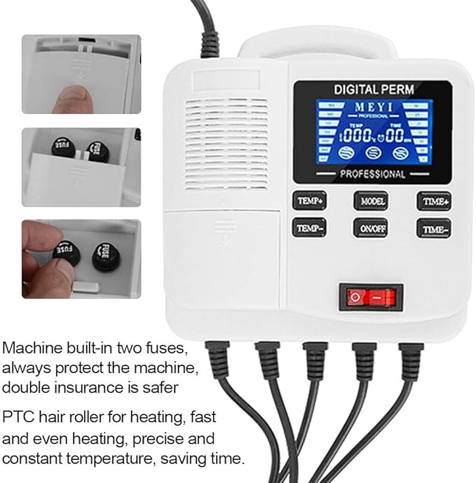 Professional Curling Roller,Small Portable Digital PTC Heating Hair Perm Machine with Hair Roller Styling Tool (EU Plug)