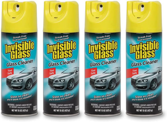 Invisible Glass 91163-4PK Premium Aerosol Glass and Window Cleaner for Auto and Home, Streak-Free, Ammonia-Free, Tint-Safe, 15 oz (Pack of 4)