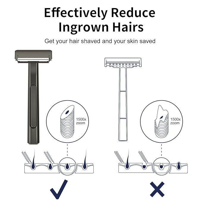 Razors for Men - Dual-Blade Safety Razor with Pivoting Head - Reusable Metal Shaving Razor, with 10 Double Edge Blades, Smooth Close Shave, Matte Black