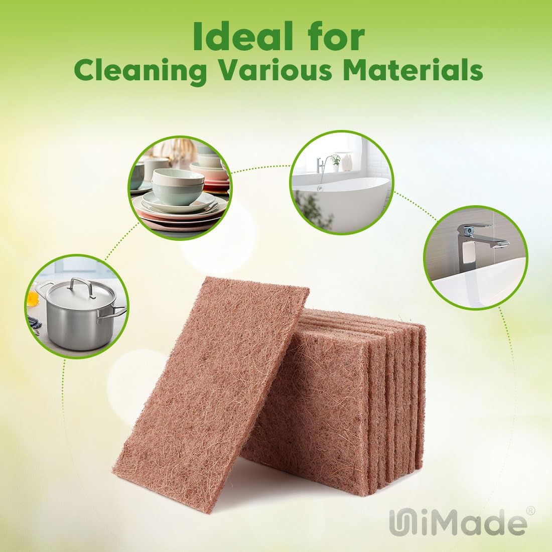 Natural Sisal Non-Scratch Scouring Pads, 96Pcs Plant Based Household Scour Pads for Kitchen, Garage and Outdoors, Cellulose Multipurpose Scrubbies for Cleaning