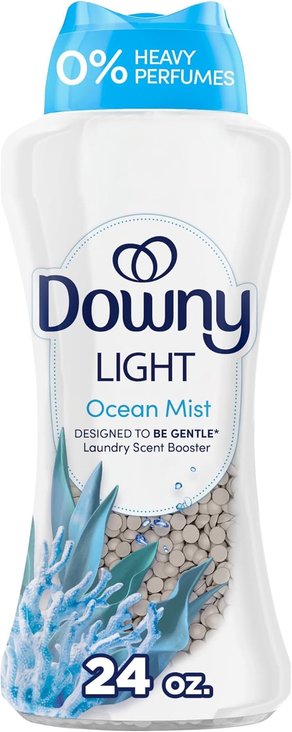 Downy Light Laundry Scent Booster Beads for Washer, Ocean Mist, 24 oz, with No Heavy Perfumes