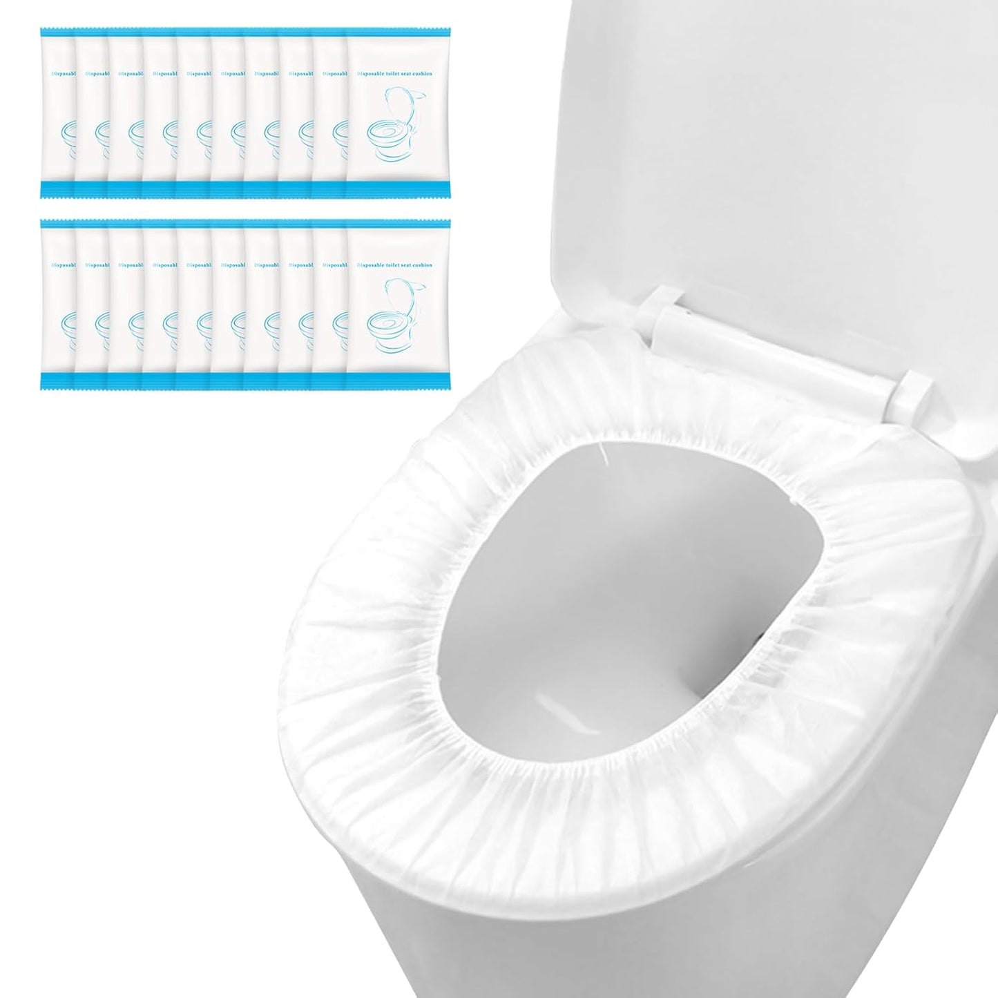 20 Pack Disposable Toilet Seat Cover Waterproof Non-Woven Fabric, Disposable Toilet Seat Covers for Travel, Disposable Seat Covers for Outing Hotel Hospital Public Toilet (Individual Package)