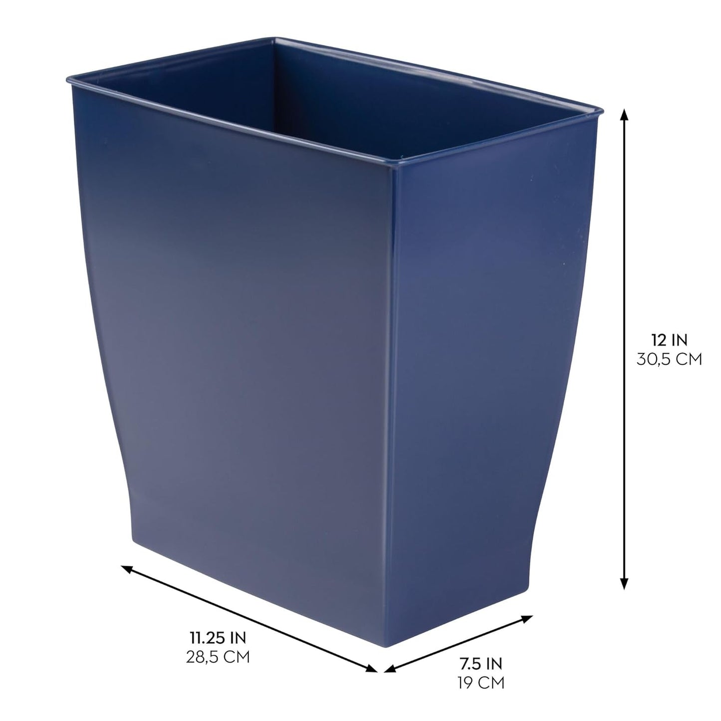 iDesign Small Rectangular Bathroom Trash Cans - Set of 4 - Navy Blue - Made in USA