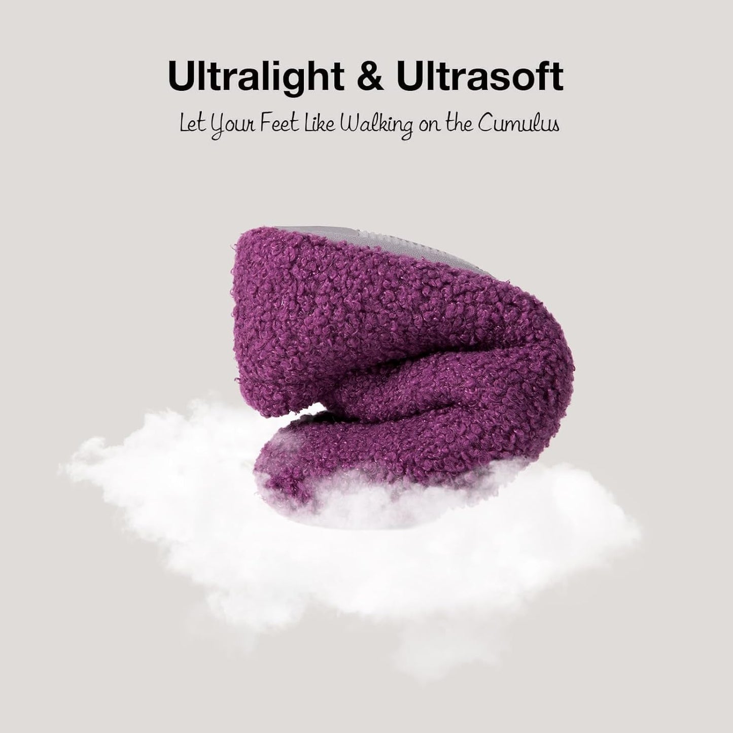 HomeTop Women's Fuzzy Curly Fur Memory Foam Loafer Slippers with Polar Fleece Lining