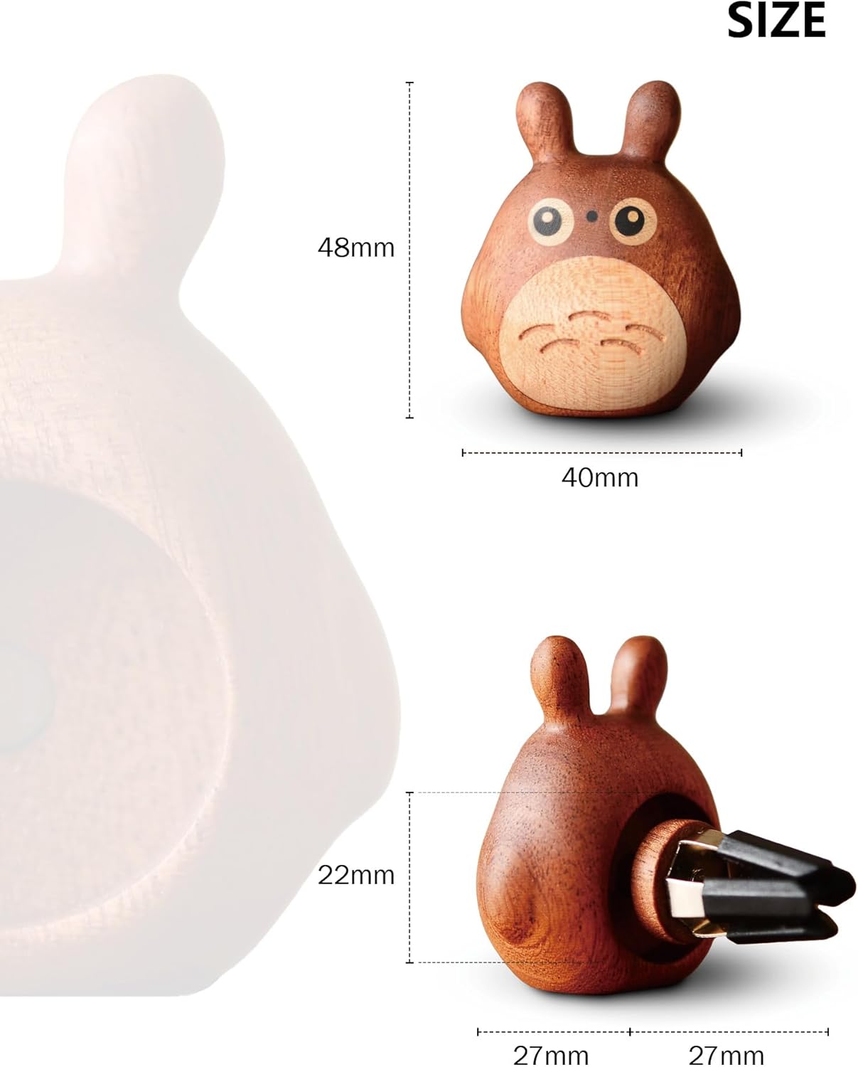 Handmade wooden Car Diffuser for Essential Oils and Refillable Air Freshener with Vent Clip Automotive Interior Chinchilla Cartoon and Festival Present Box