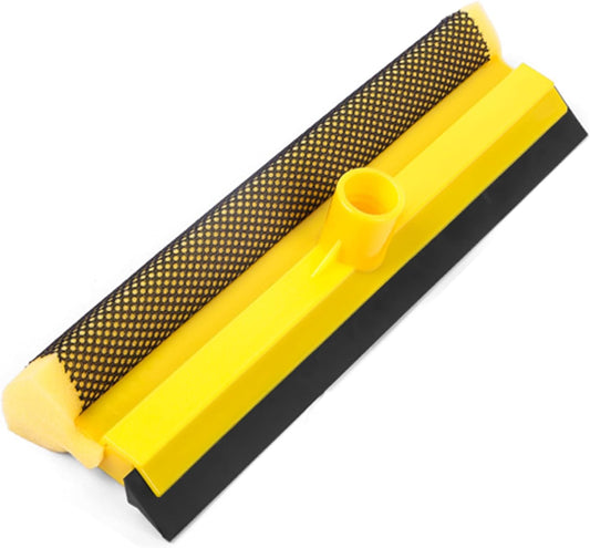 11.6" Window Squeegee with Scrubber, 2-in-1 Car Glass Cleaning Kit with Sponge and Rubber Blade Squeegee Cleaner for Window, Glass, Car Windshield– Fits Standard Extension Pole (Pole Sold Separately)