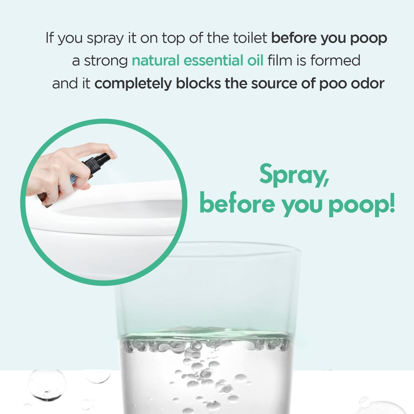 Pre-Poop Aromatic Bathroom Toilet Spray, Potty Deodorizer, Neutralize Bad Odors (5.07 fl.oz.) - Fresh Eucalyptus and Bergamot Scent