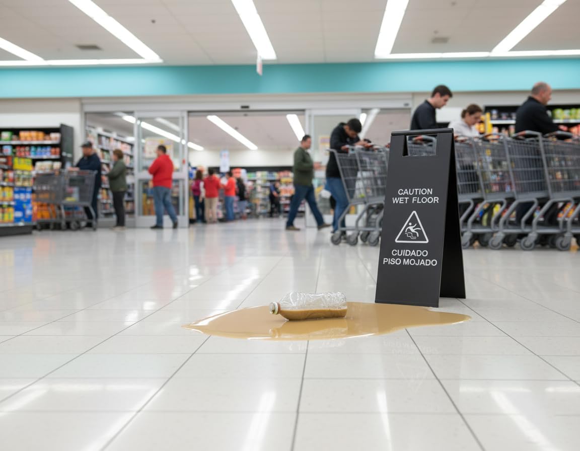 2 Pcs Wet Floor Sign, 24 Inch Black Stainless Steel Caution Wet Floor Sign Double Sided Foldable Bilingual Commercial Safety Warning for Hotel Market Restroom Restaurant Office