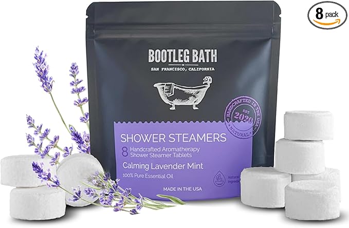 Shower Steamers Aromatherapy Lavender 8 Pack, 100% Pure Essential Oil, All Natural, for Men and Women, Made in USA