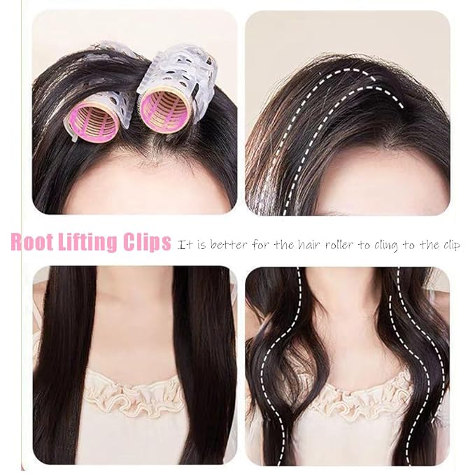 2 in 1 Bangs Hair Rollers with Clip Hair Styling Clips Set,4 Pcs Volumizing Hair Clips Root Lifting Clips,4 Pcs Metal Duck Billed Hair Clips for Styling Sectioning