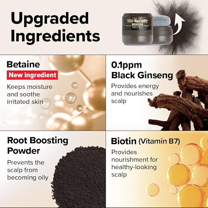 I DEW CARE Biotin Clarifying Dry Shampoo - Tap Secret Dark Brown Duo Set | Strengthening & Volumizing, Powder Type, Refillable, Travel size, Non-aerosol, Brunette, Korean Ginseng, 0.26 Oz * 2ea