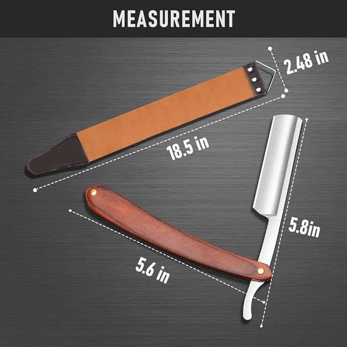 Premium Stainless Steel Shaver Razor with Shaving Strop for Men，Professional Straight Edge Barber Razor,Straight razors for men, Home & Salon Grooming Using (NO.191)