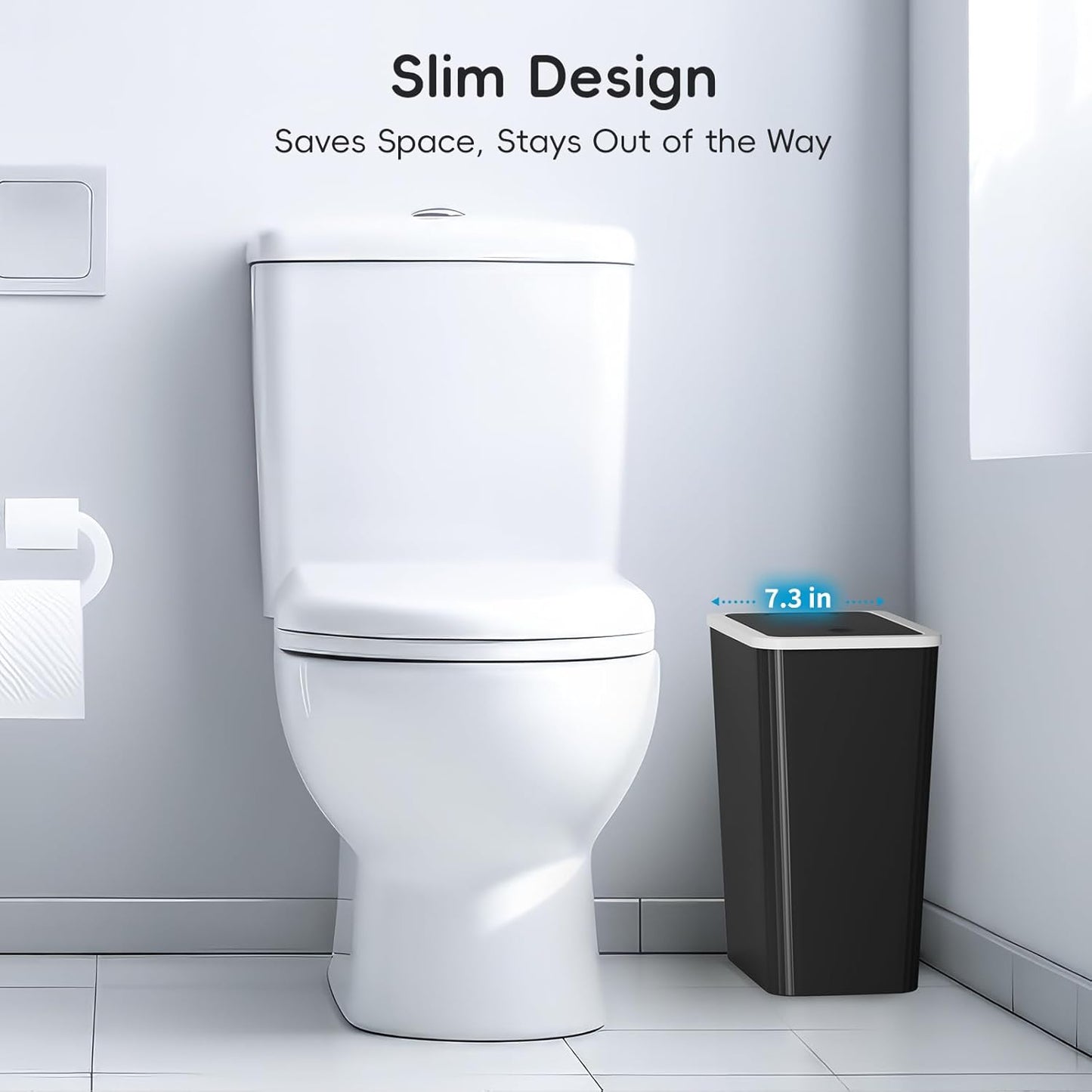 Small Trash Can, 3 Pack 4 Gallons Bathroom Garbage Can with Lid Press-Top, Small Waste Basket with Trash Bags, Slim Plastic Garbage Bin for Dorm, Office, Bedroom, Kitchen, Living Room (Multi)