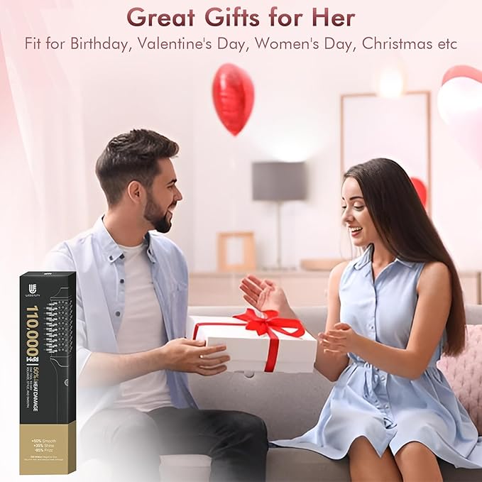 2-in-1 Blow Dryer Brush & Hair Straightener, Ionic & Ceramic Thermal Brush with Adjustable Heat & Cool Shot 110000 RPM Motor High-Speed Motor for Frizz-Free, Smoother & Voluminous Hair, Grey with Use