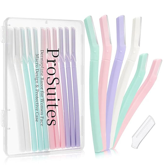 16 Count Dermaplane Razor for Women Face, Professional Facial & Eyebrow Hair Remover, Gentle Skin Exfoliation with Precision Blades， Macaroon color