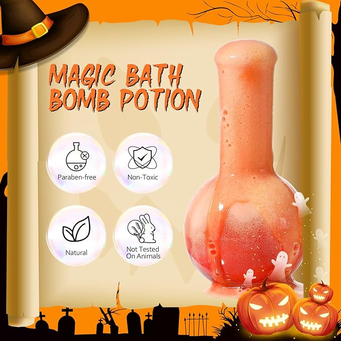 MeCids Magic Potion Bubble Bath Bombs for Kids -Bath Color Tablets Bath Potions for Toddlers Ages 4-12 Fun Science Kit Gift for Birthday, Halloween，Christmas- 6 Pack (Shaped Gems & Stars)
