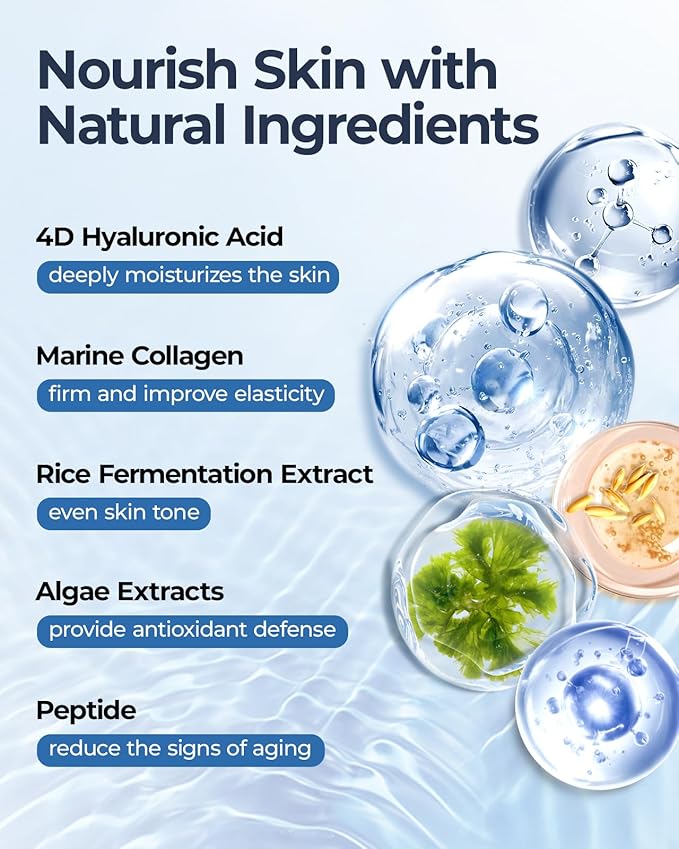 Collagen Face Mask, 6 Pack Hydrating Face Masks Sheets Skincare with Hyaluronic Acid, Peptide - Deep Moisturizing, Soothing, Anti-Aging Facial Masks Spa Gifts for Women Skin Care