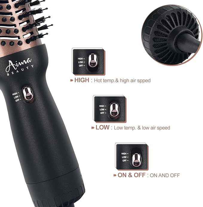 Hot Air Brush, Aima Beauty Salon One-Step Hair Dryer and Volumizer, 4-in-1 Upgrade Hair Dryer Brush, Blue
