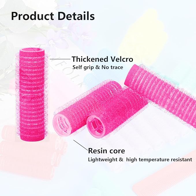18PCS Self Grip Small Hair Curlers Heatless Roller Hair Curlers Pro Salon Hairdressing Curler DIY Curly Hairstyle Hair Rollers Tools Rat Tail Comb for Women Medium Short Hair(Rose red)
