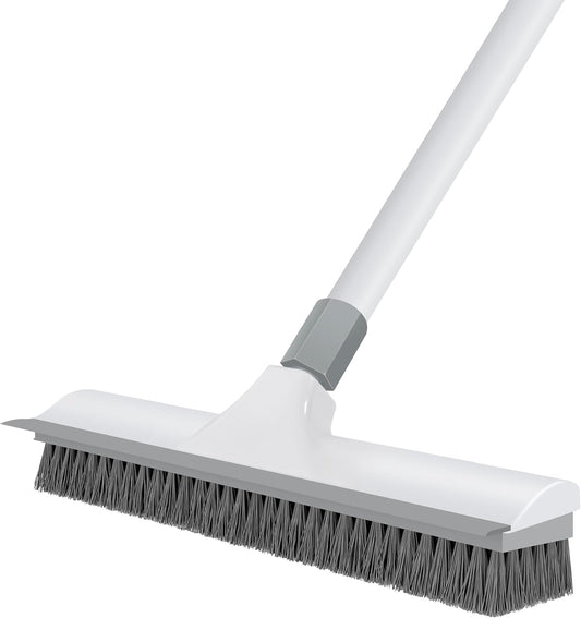 Floor Scrub Brush with 60 inch Long Handle, 2 in 1 Heavy Duty Stiff Bristle Floor Scrubber Brush and Scraper for Cleaning Shower, Tile, Bathroom, Kitchen, Deck, Garage, Patio