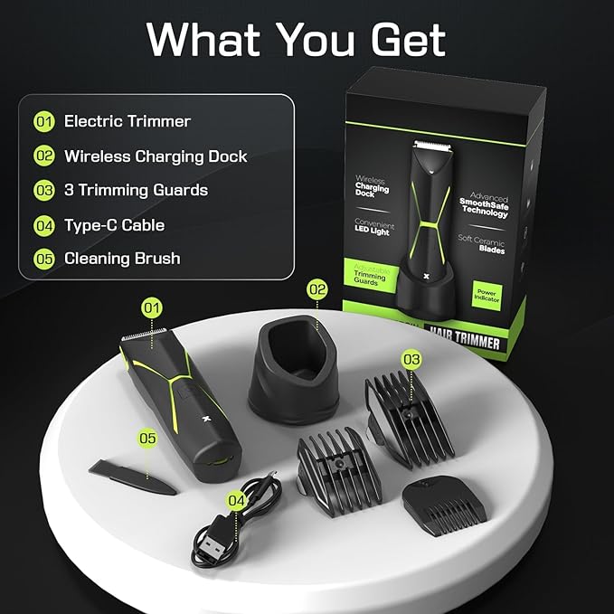 Electric Body Hair Trimmer for Men: Manscape Ball Trimmer Waterproof Pubic Hair Groomer Cordless Rechargeable Groin Shaver Replaceable Blade Wet/Dry Hygiene Razor Portable Body Grooming Travel
