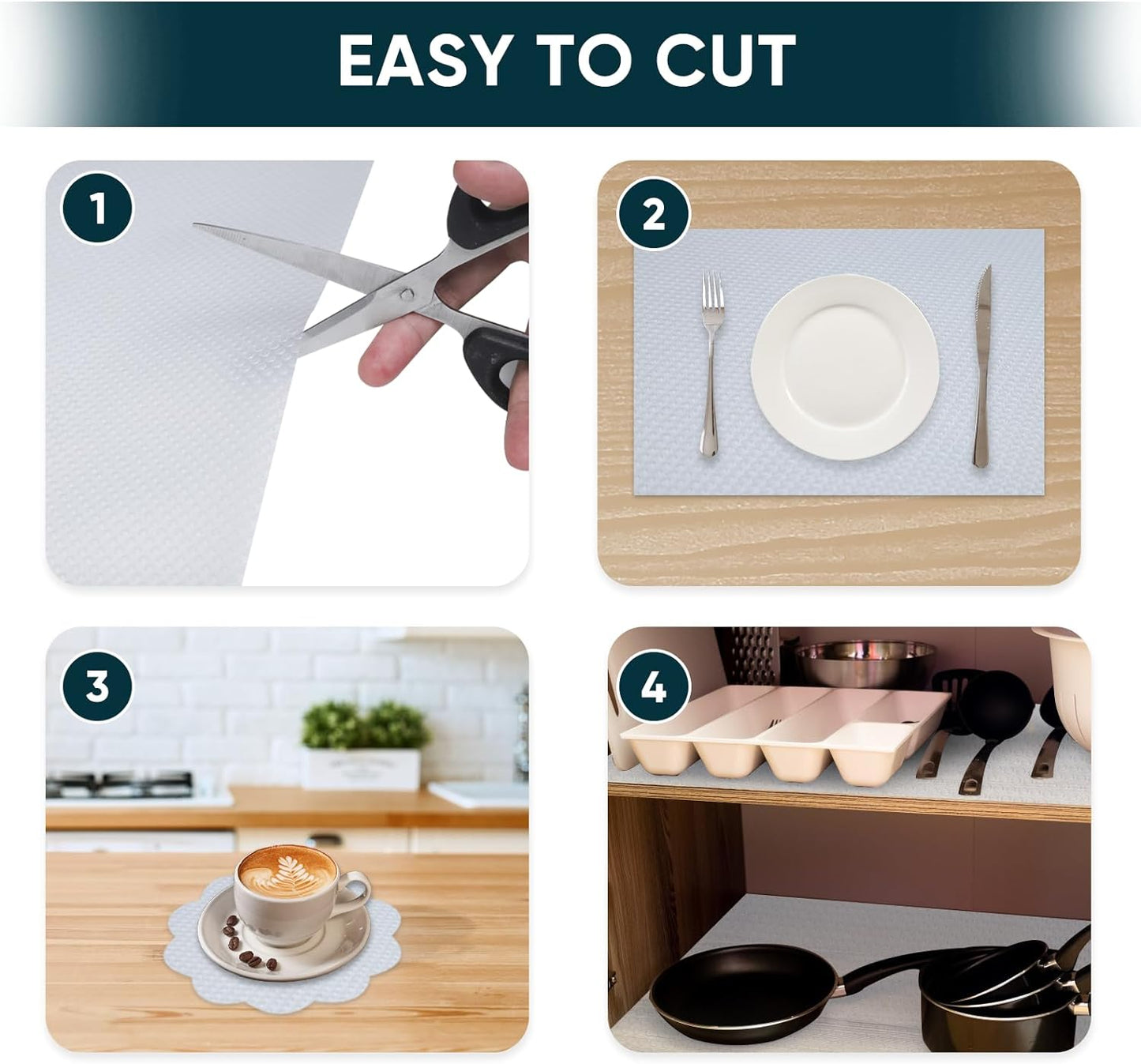 Shelf Liners for Kitchen Cabinets Non-Adhesive & Washable,Non Slip Cabinet Liners for Shelves Waterproof & Oil Proof,Clear Plastic Drawer Liner,Easy to Cut & Food-Grade EVA 17.5'' x 20' x 2 Rolls CT-1