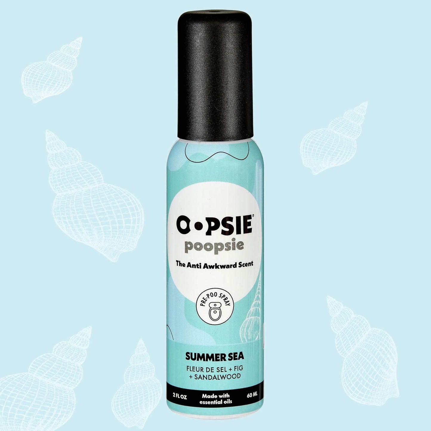 Oopsie Poopsie Pre Poop Spray - 4 Pack Natural Pre Poo Toilet Spray for Bathrooms, Trap Odors & Eliminate Embarrassment, 2oz Travel Size Pre Poo Air Freshener Spray (Variety 4-Pack)