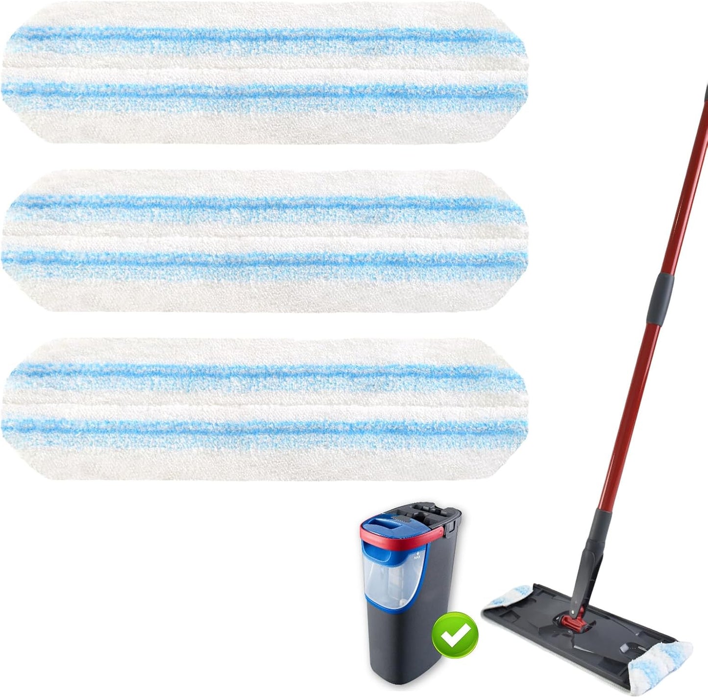 3PCS Replacement Mop Pads for O-Cedar H2prO Flat Mop System,Microfiber Mop Pad Easy Clean for All Hard Floors,Reusable & Machine Washable