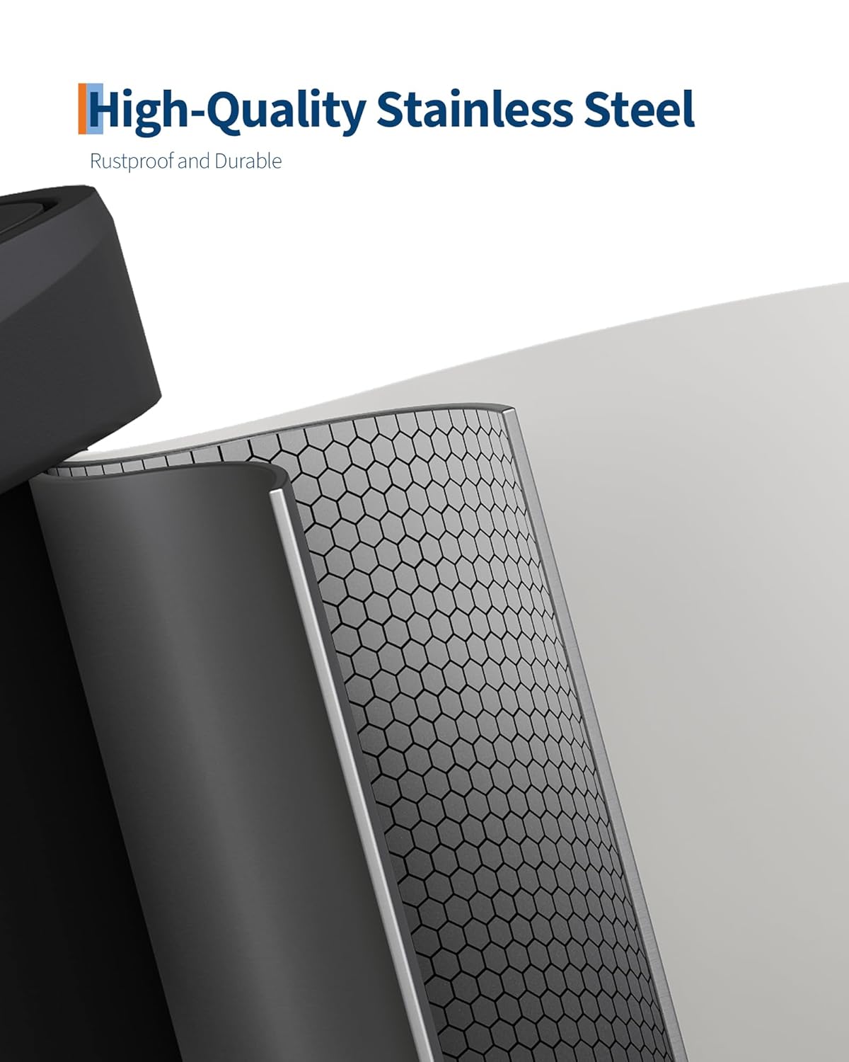 Garvee 16 Gallon / 60 Liter Metal Trash Can with Lid, Large Garbage Can for Kitchen, Rustproof Step-on Kitchen Metal Trash Bin with Liner Rim, Rear Handle, Soft Close Plastic Lid, White