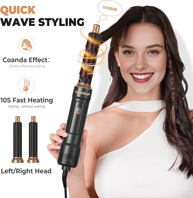 Blow Dryer Brush Set of 6, Air Curling Iron 3 Temperature Negative Ionic Hair Dryer Brush, Hot Air Brush Hair Styling Tools, 800W Volumize Straightener Round Brush Blow Dryer 100-120V
