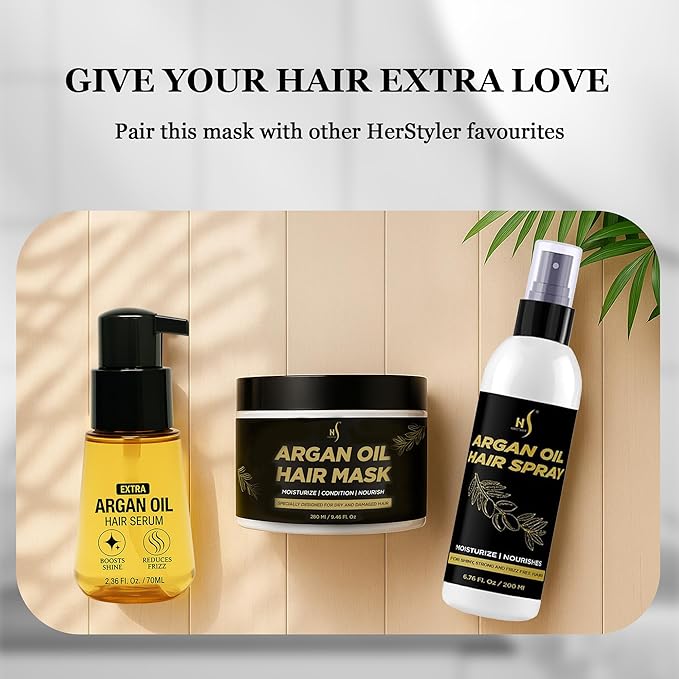 HerStyler Argan Oil Hair Mask - Repair Mask for Dry Damaged or Frizzy Hair - Conditioning and Moisturizing - 9.46 Fl. Oz.