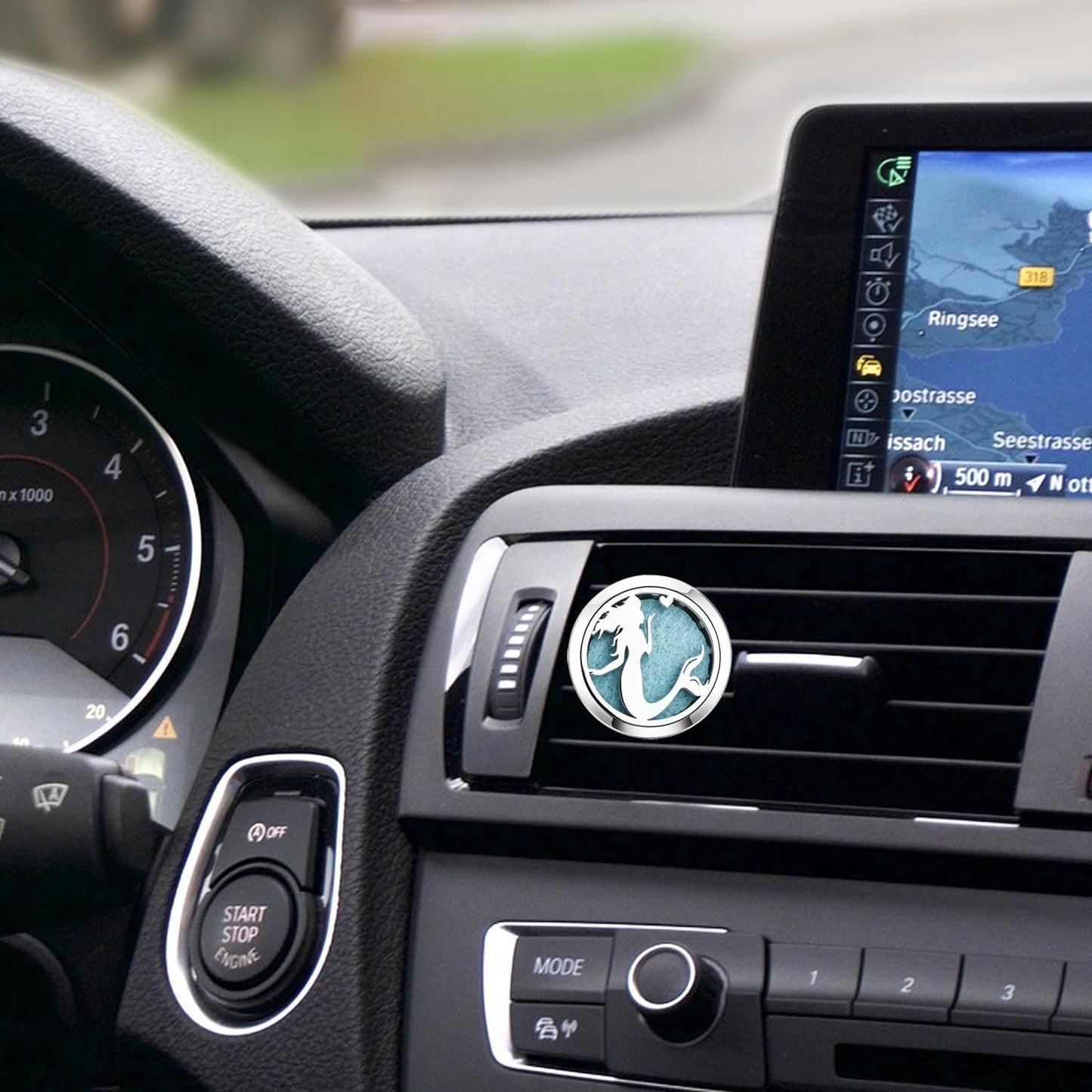 30mm Car Essential Oil Diffuser Vent Clip Air Freshener Vent Clips Aromatherapy with 10 Felt Pads Car Accessories Mother's Day for Women (Mermaid)