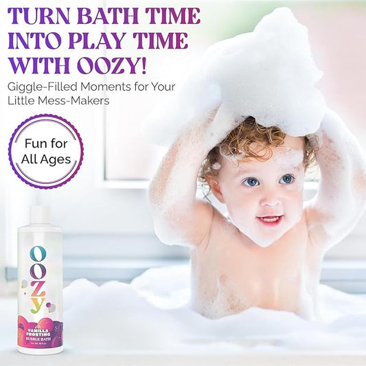 OOZE Vanila Frosting Bubble Bath for Kids (473ml) - Cruelty-Free Formula w/Sweet Vanilla Scent – Paraben-Free Kids Bubble Bath – Made in The USA
