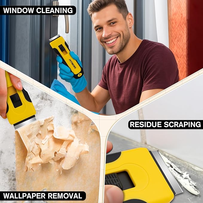 200 Pack Single Edge Razor Blades, Sharp Razor Blades Individually Wrapped, Razor Refills Fit Standard 1.5" Scraper, Utility Blades for Stickers, Glue, Labels, Adhesive Residue Cleaning