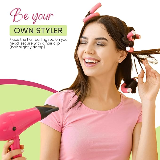 Body Glove Flexi Rods Foam Hair Rollers Medium to Large Size Professional Salon Quality 18 Pcs Rubber Hair Rollers For Medium to Long Hair (Multi-color)