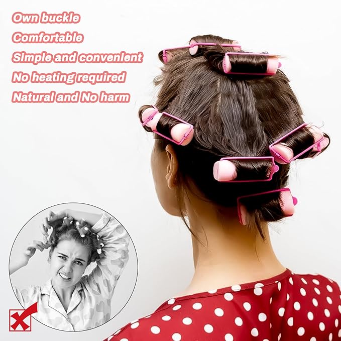 MAQIHAN 56PCS Foam Hair Rollers - 0.59 Inch Sponge Rollers for Heatless Hair Curler for Short/Long Hair Sleep rolos para cabello Small Sponge Curlers Soft Sleeping Thin Tight Curl Overnight rulos