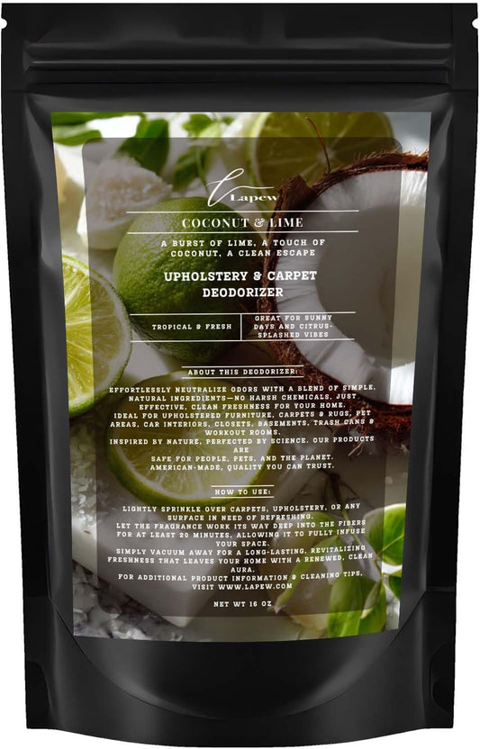Coconut & Lime Carpet Freshener Powder: Powerful Odor Eliminator for Home, Upholstery Deodorizer, Carpet Deodorizer, Pet Urine, Cat Litter Box - Coconut Lime Verbena Fragrance