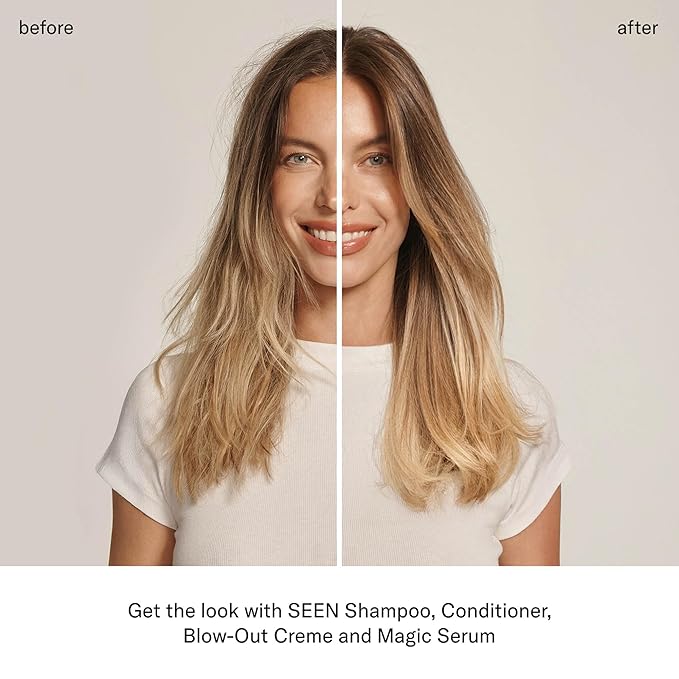 SEEN Blow-Out Creme, Fragrance Free - Non-Comedogenic & Sulfate-Free Blow Out Hair Cream- Reduces Frizz- Heat Protectant- Safe for Sensitive, Eczema & Acne Prone Skin