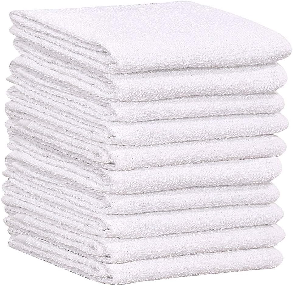 GOLD TEXTILES 60 PC New Cotton Blend White Restaurant Bar Mops Kitchen Towels 28oz (5 Dozen) (60, White)