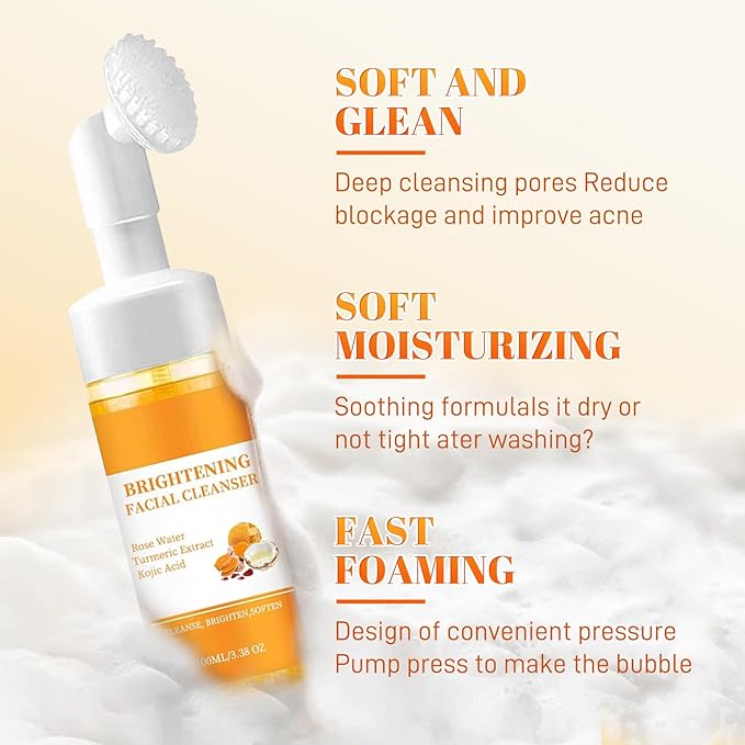 Turmeric Facial Wash, Turmeri Foaming Cleanser,Turmericr Facial Cleanser forfor Face & Body, Deep Cleansing
